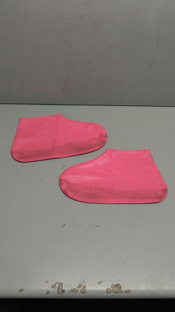 PATIKIL L Waterproof Silicone Shoe Covers, 1 Pair Reusable Non-Slip Overshoes Rain Shoes Cover Protectors Galoshes for Outdoor Rain Snow, Pink XL