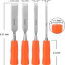 4 Piece Wood Chisel Sets Woodworking Tools Set, Wood Chisels for Woodworking with Steel Hammer End, Wood Tools Chisel Set Woodworking with Ergonomic Plastic Handle, 6mm, 12mm, 18mm, 24mm