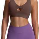 Aoxjox Women's Workout Sports Bras Twist Front Fitness Training Gym Bra Yoga Crop Lola Tank M