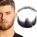 Fake Beard Realistic Mustache Full Hand Tied Goatee Facial Hair Adults Men Lace Invisible False Beards for Halloween Dressing Entertainment Drama Party Movie Makeup (Black)