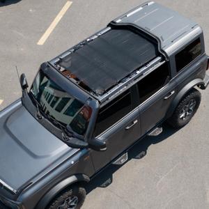 Top Sunshade Fit for Ford Bronco 4-Door 2021-2025, Full Length Sun Shade Bimini, Premium Mesh Bikini Roof Top Shade Screen Blocks UV, Wind & Noise, Black