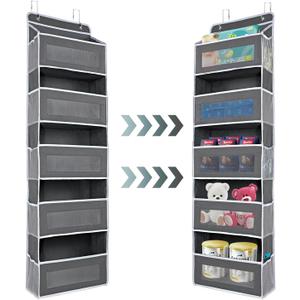 Over The Door Organizer Storage, Behind Door Storage for Bathroom,Camping car, Pantry, Nursery Grey