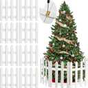 ANVAVO 8 Pack Thick Christmas Tree Fence White Wooden Picket Fence Tree Fences Decorations for Kids Pet Dogs Xmas Wedding Party Decor Miniature Home Garden Border Lawn Edge Fences, 15.7 x 12 Inch