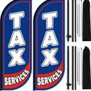 Mindsoft 2 Sets 7 ft Income Tax Service Feather Flag with Flagpole and Ground Stake, Tax Service Advertising Feather Banner Financial Flag Sign for Accountant Offices Accounting Businesses