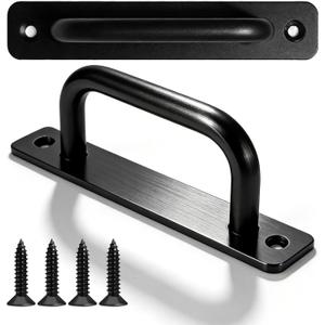 Matte Black Barn Door Handles, 2 Pack Heavy Duty Aluminum Alloy Pull Handles, 5 Inch Hole Center, Modern Rectangular Door Handles with Screws for Sliding, Pocket, Closet & Cabinet Doors