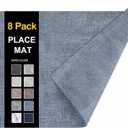 homing Faux Leather Heat Resistant Placemats 8 Packs, Waterproof Wipeable Dining Easter PU Place Mats for Indoor & Outdoor, Easy to Clean, Denim Blue