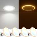 FREELICHT 4 Pack 5/6 Inch 5CCT LED Recessed Can Light with Night Light, 2700K/3000K/4000K/5000K/6000K Selectable Flat Recessed Lighting, 10W=110W, 1000LM, Dimmable Retrofit - ETL & FCC