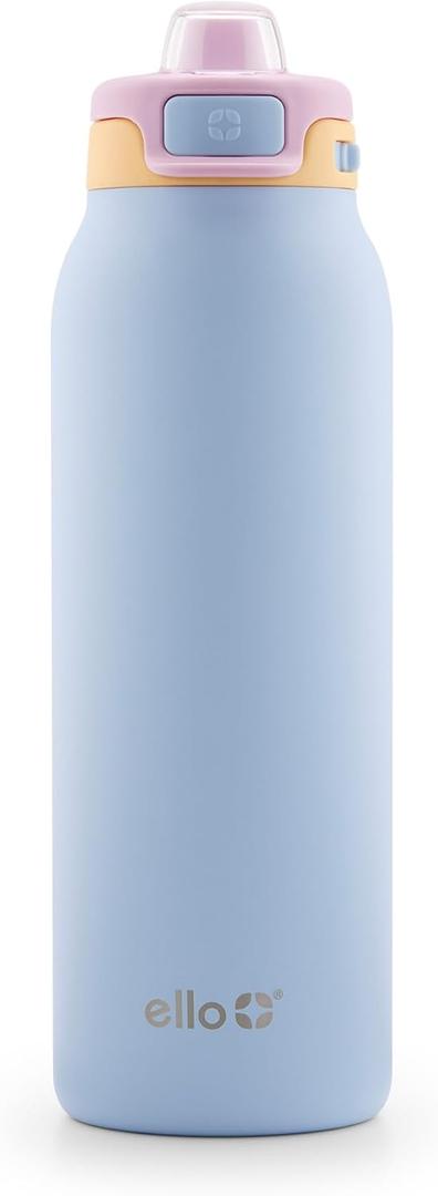 Ello Pop & Fill 32oz Stainless Steel Water Bottle with Quick Fill Technology, Double Walled and Vacuum Insulated Metal, Leak Proof Locking Lid, Sip and Chug, Reusable, BPA Free, Coastal Sunrise