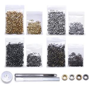 SEMINI Grommet Kit 800 Sets 3mm Gronmets Eyelets with 3 Pieces Install Tool Kit, 4 Colors