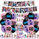 Stray Kids Merch 5 Star Birthday Party Decoration, Include Stray Kids Theme Party Banner, Cake Topper, Latex Balloons for Adult Fans Music Birthday Party