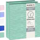 POPRUN 3 Ring Binder 1 Inch, PVC-Free, Holds 175 Sheets of 8.5 x 11 Paper, Extra Durable Organizer with 2 Pockets for School & Office, Heavy-Duty, 2 Pack, Midnight Green