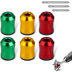 6PCS Magnetic Screw Holder, Magnetic Screw Ring Screwdriver Head Magnetic Ring for 1/4" Hex Screwdrivers & Power Bits, Bit Magnetizer for Drill Power Tools Mechanics Carpenters