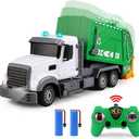 2.4G RC Garbage Truck Toy with Lights - 6 Channel Remote Control Waste Management Garbage Truck with 2 Rechargeable Batteries, Kids Recycling Toys, Excellent Xmas Gifts for Boys Girls 3-8