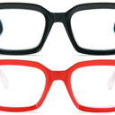 REAVEE 2 Pack Reading Glasses for Women Blue Light Blocking, Oversized Cute Square Fashion Computer Readers with Spring Hinge 2.0