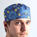 Scrub Cap with Buttons Sweatband-Elegant Ponytail Nurse Surgical Caps for Women, Satin Lined or Unlined