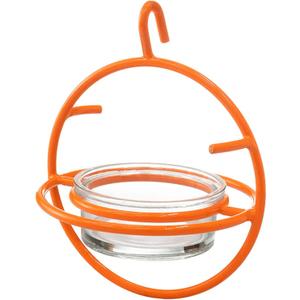 Monarch Abode Hanging Bird Feeder for Outdoors Hanging Oriole Birdfeeder with Clear Glass Bowl and Orange Metal Perch & Prongs, Decorative Wild Bird Feeder for Outside Garden Patio Deck Yard