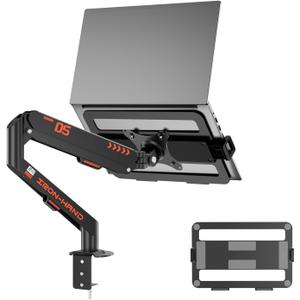 Laptop Mount for Desk (11.3"-17.3"), 360 Rotating Foldable Laptops Arm Mount with Gas Spring, Heavy Duty Aluminum Adjustable Laptop Stand with Clamp/Grommet (Black)