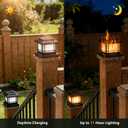 8 Pack Solar Post Cap Lights Outdoor with Flickering Flame, Fence Post Solar Lights Fit for 4x4 3.5x3.5 Wooden Vinyl Posts, Waterproof Solar Lamp for Garden, Deck, Patio, Yard Decor (Black)