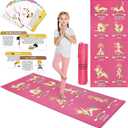 Garybank Kids Yoga Mat Set - Non-slip Exercise Mats with Fun Prints - 12 Yoga Cards - Carrier Bag - Odor Free Non-Toxic, Cute Yoga Mat for Girls & Boys (60 X 24 X 0.2 Inch)