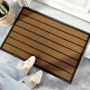 Front Door Mat for Outdoor Entrance: All Weather Durable Welcome Mat for Indoor Entryway, Patio, Garage, Porch - Thin Absorbent Dirt Trapper Doormat - Weatherproof, Easy to Clean - 30" x 17", Brown
