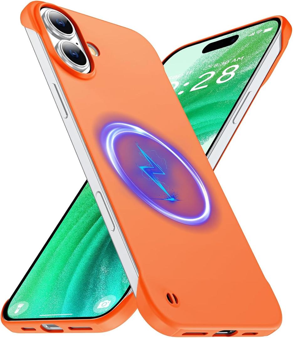 GRECAZO Magnetic Slim Frameless Case for iPhone 17, Orange
