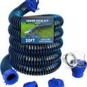 DUMPMAN RV Sewer Hose 20 Ft, Sewer Hose for RV Camper, RV Sewer Hose Kit with Swivel Fitting - Includes 90 Degree Clear View Sewer Adapter, and 2 Storage Caps