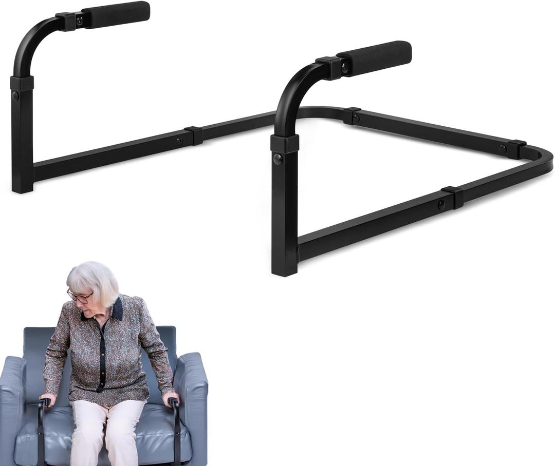 Impresa Arm Chair Stand Assist Rail - Black, Modern, Solid, S-Shape - Heavy Duty Adjustable Chair Support Stand - Quick Setup Couch Lift for Standing