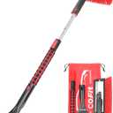 COFIT Car Snow Brush with Ice Scraper and Squeegee 3 in 1, 39" Extendable Cleaning Kit Long Handle, Windshield Snow Removal Tool Scratch Free for SUV Truck RV Window Roof Exterior Wash Supplies, Red