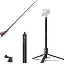 ULANZI TT52 59in Invisible Selfie Stick Tripod, Extendable Pole Selfie Stick Handle Grip Compatible with DJI OSMO 360/OSMO Pocket 3/Insta 360 x5 x4 x3 Xtra w Adapter for G-O P-RO Hero 13 12 11 10 9 8