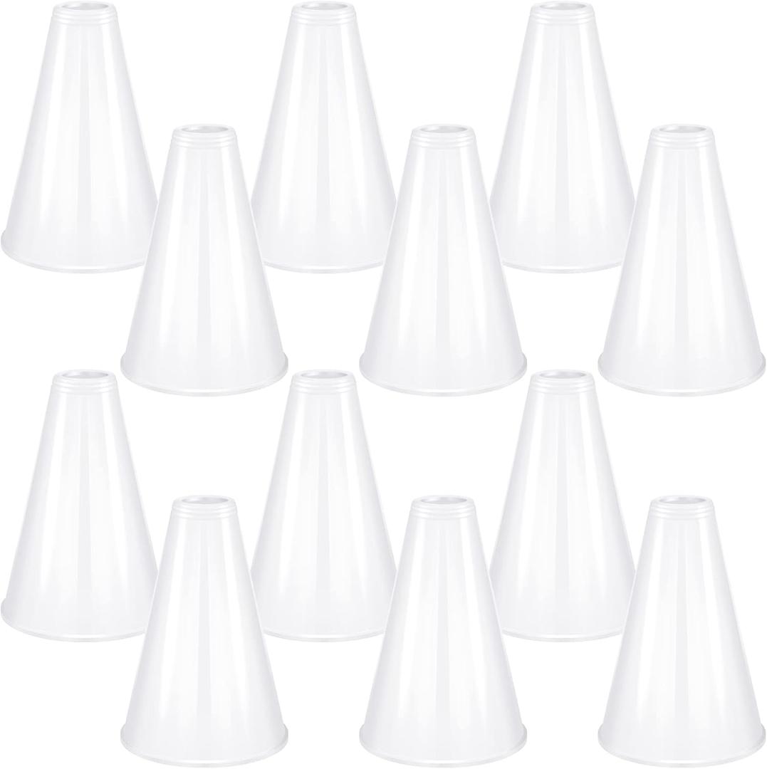 Woanger 12 Pieces Cheer Megaphone for Party Favors Sports Cheers Party Noisemaker DIY Plastic Megaphone for Sports Match Game Outdoor Activities(White)