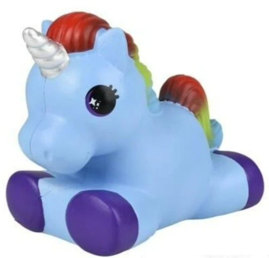 12" Jumbo Pony Unicorn Squishy Slow Rise Foam Pet Animal Toy - Scented Sensory, Stress, Fidget Toy (Blue/Purple)