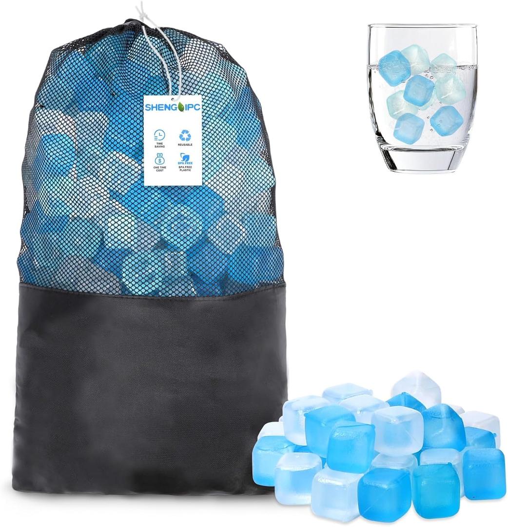 360 Pack Reusable Ice Cubes Refreezable Plastic Ice Cubes Without Diluting Large Pack Ice Cube Frozen BPA Free for Bars Valentine's Party Ice Bath Camping (Blue)
