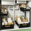 ARSTPEOE Under Sink Organizer - 2 Packs Multi-Purpose Pull-Out Storage Organizers, Slide out Pull out Cabinet Organizer Shelf, Storage for Kitchen Bathroom, Black