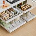PAKETA 4 Pack Expandable Putt Out Cabinet Organizer. 21" Deep Pull Out Drawers for Cabinet, Upgrade 3 Slide Rails Sliding Drawers for Cabinets with Adhesive Nano Film (white, 21"D X 9-14"W