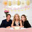 60th Birthday Decorations Set for Women - Queen Crown, Sash, Card, Cake Topper & Candles, Rose Gold Happy Banner with Paper Honeycomb, Poms Fan, Streamers,Gift Kit – 60 & Fabulous Milestone Party