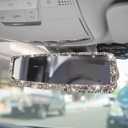 Bling Car Rear View Mirror, Rhinestones Crystal Clip-on Rearview Mirror with HD Glass, Compatible with Most Cars, SUVs, Vehicles, Auto Interior Accessories for Women Girl (Pink)
