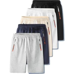 5 Pack Boys Athletic Shorts Quick Dry Basketball Shorts Lightweight with Pockets and Drawstring for Youth Kids (7-8 Years)