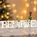 Christmas Nativity Scene Believe Word Sign Resin Christmas Table Mantle Decor Freestanding Jesus Angel Tabletop Sign Religious Gift for Christian Xmas Indoor Desktop Mantle Decoration 2.8 x 9 Inches