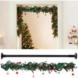 Garland Hanger with 8.8 ft Christmas Pine Garland for Mantel Holder for Door Frame Adjustable to Different Door Widths Decorative Xmas and Holiday Decoration No Nails or Screws
