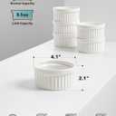 LE TAUCI Ramekins 6 OZ, Ceramic Souffle Dishes, Oven Safe Custard Cups for Baking, Creme Brulee, Pudding, Dessert, Microwave & Dishwasher Safe, Set of 6, White