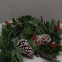 24 Inch Prelit Christmas Wreath, Artificial Christmas Wreath for Front Door with LED Lights, Pine Cones, Pine Needles, and Red Berries, Reef for Door Window Mantel Indoor/Outdoor Home Decoration (H76780-02)