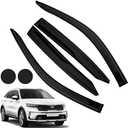 Rain Guards for Kia Sorento 2021-2023, Tape-on Side Window Deflectors for Kia Sorento, Window Visors for Kia Cars, for Kia Car Accessories 4 Rain Guards ＆ 2 Car Coasters