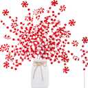 Sggvecsy 36 Pcs Christmas Curly Pick Red White Christmas Picks Christmas Tree Pick Candy Cane Christmas Decorations Christmas Tree Candy Shape Ornaments for Home Vase Wreath DIY Craft Xmas Tree Topper