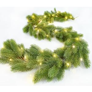 2 x Christmas Pine Garland, 6Ft Realistic Cedar Artificial Cypress Garland for Holiday Mantel Fireplace Table Centerpiece Home Decoration