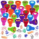 24-Pack Christmas Self-Inking Stamps, 12 Assorted Designs Stampers with Santa, Snowman, Reindeer, etc, Cartoon Encouragement Toy Stamps, Goodies Bag Fillers Gift Exchange Party Favors for Boys Girls