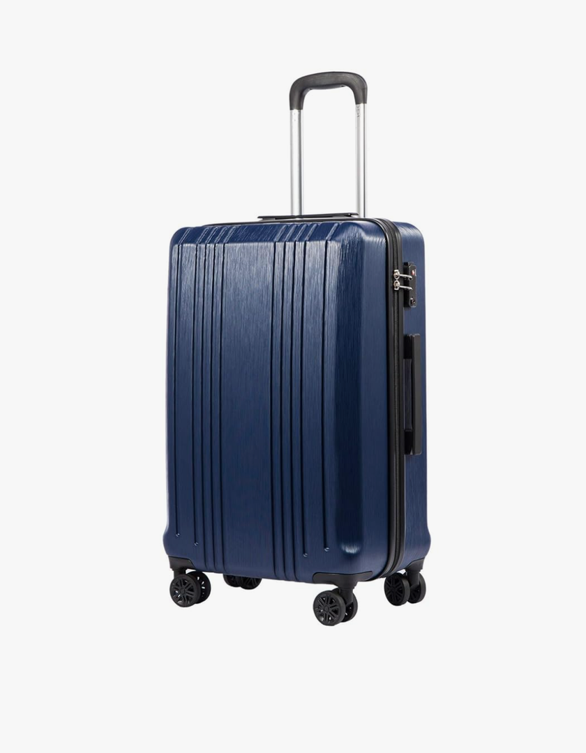 Coolife Luggage Expandable Suitcase PC+ABS with TSA Lock Spinner (Navy, Small (20'' Carry On)