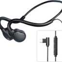 USB C Wired Headphones,Open Ear Headphones with Mic Air Conduction Wired Earbuds with Premium Sound Headset Perfect for with New iPhone 15 & 16, Samsung & Android Type C Phones- Black