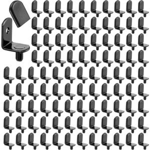 100 Pcs Shelf Pins, Black Shelf Support Pegs, L-Shaped Clips 0.2 Inch (5mm) Shelf Pins with Rubber Sleeve for Bookcase Kitchen Closet Shelf Shelves Furniture Cabinet