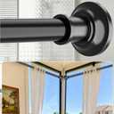 Tension Curtain Rod Long Curtain Rods No Drilling 43-100 Inch Adjustable Black Shower Curtain Rod 1.1 Inch Diameter Thick Heavy Duty Shower Rod for Windows Bathroom Outdoor No Rust