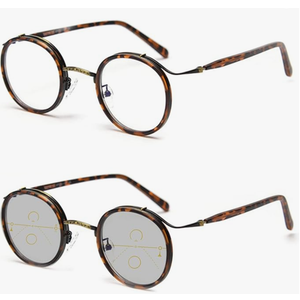 Cotia Reading Glasses Transition Photochromic Progressive Multifocus Reader For Men/Women Classic Round Eyewear(leopard, 2)